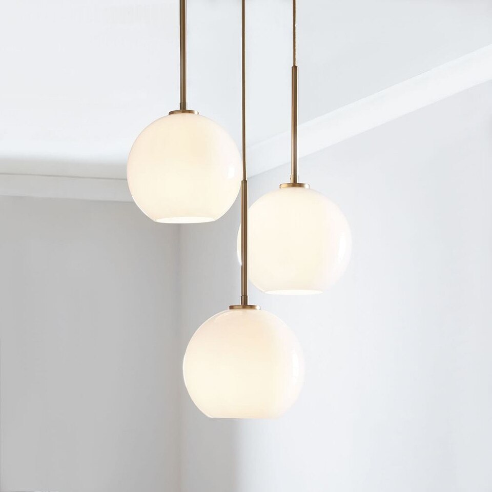 Sculptural Glass 3Light Globe Chandelier Milk West Elm UK